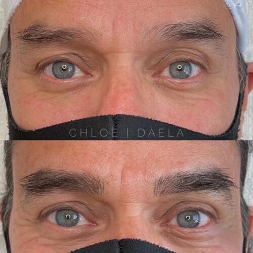 Masculine hairstroke brow tattoos at DAELA Scottsdale by Chloe